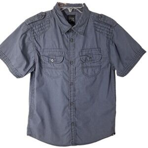 Black Jack Boys‎ Button Down Collard Grey Shirt Size L 100% Cotton